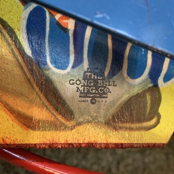 1949 - 12” VINTAGE GONG BELL MFG. CLOWN PULL TOY ORIGINAL Heavy Metal Rare Toy!! - Picture 4 of 5